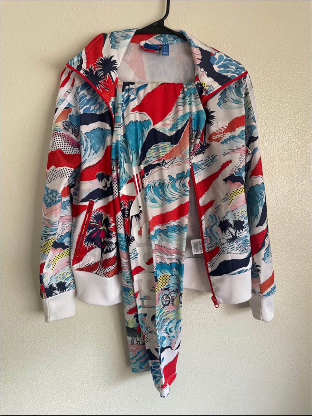 adidas Tropical Surf Print Zip Jacket - Red, Blue, White